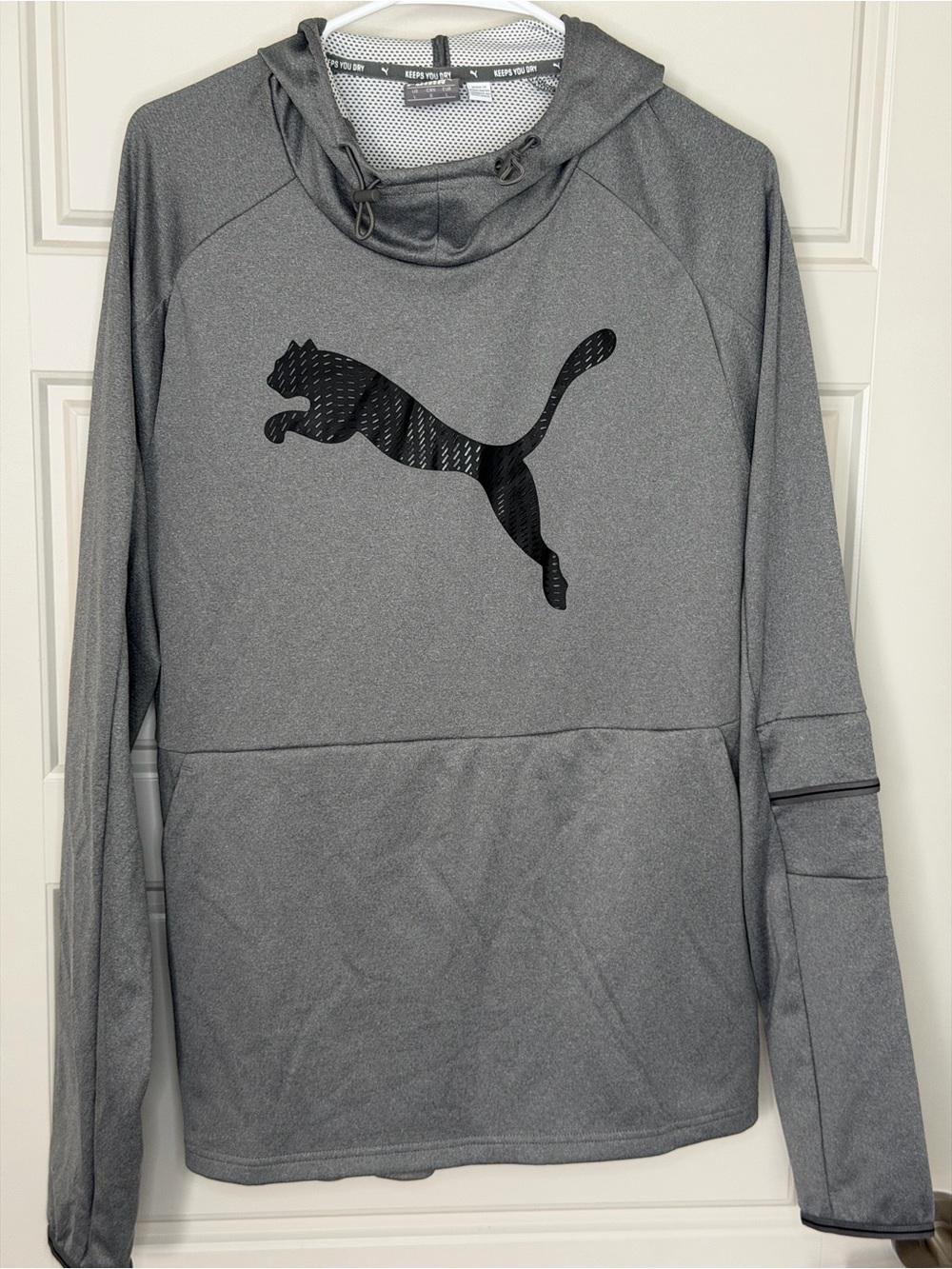 Puma Performance High Neck Toggle Pullover Hoodie Gray Heather Men's Large